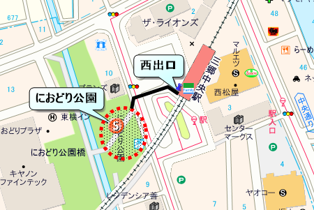 集　合／ におどり公園(TX線三郷中央駅西出口2分)　　　　　　　　　　　　　　　　　　　　　　　　　　　　　　　　　　　　　　　　 　解　散／12時頃　やしお駅前公園(TX線八潮駅1分)　　への地図