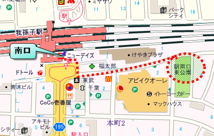 集合／我孫子駅南口東公園（JR常磐線我孫子駅南口5分）　　　　　　　　　　　　　　　　　　　　　　　　　　　　　　　　　　　 解散／5㎞　11時00分頃　柴崎台中央公園（JR常磐線天王台駅西口7分） 　　　9㎞　12時30分頃　取手ウエルネスプラザ（JR常磐線取手駅西口5分）への地図