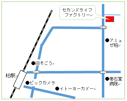 セカンドライフファクトリーへの地図